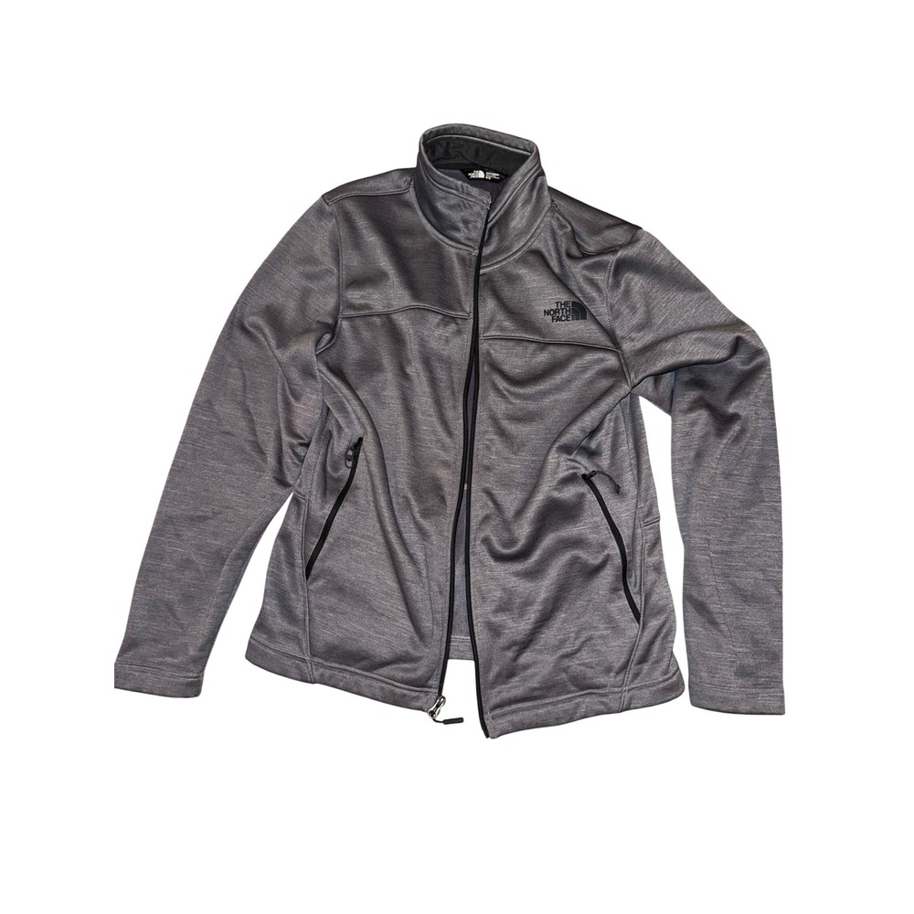 The North Face Mens Full Zip Fleece Jacket Heather Gray Mock Neck Size Medium